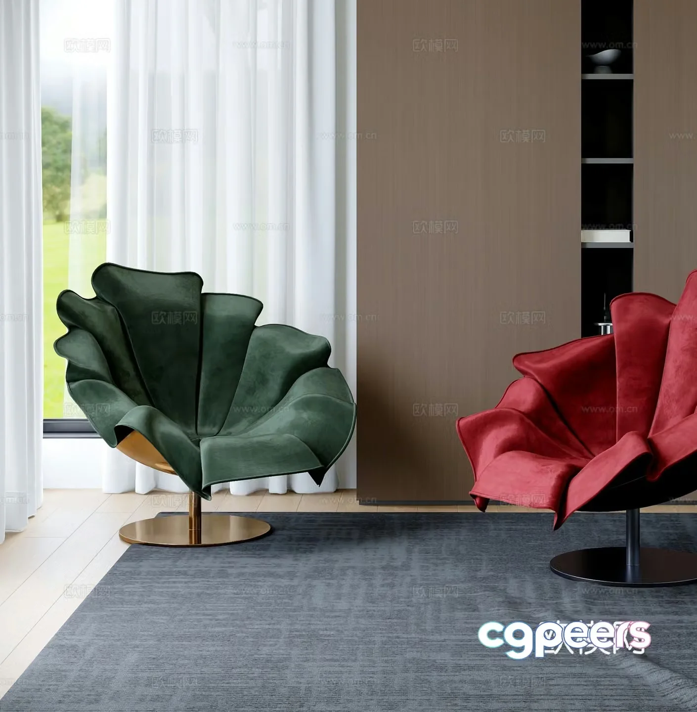 Modern petal chair leisure chair 3d model
