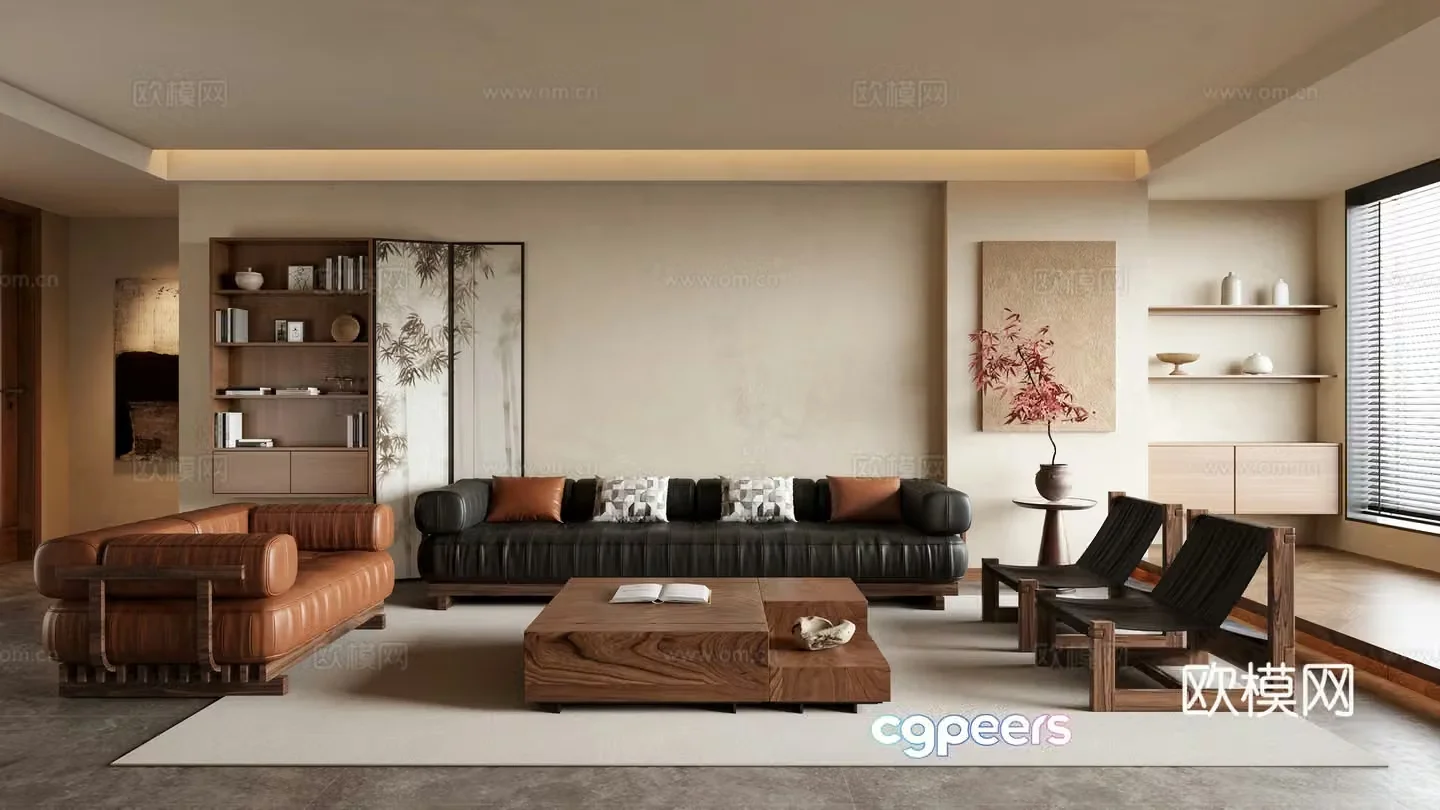 Middle-aged living room 3d model
