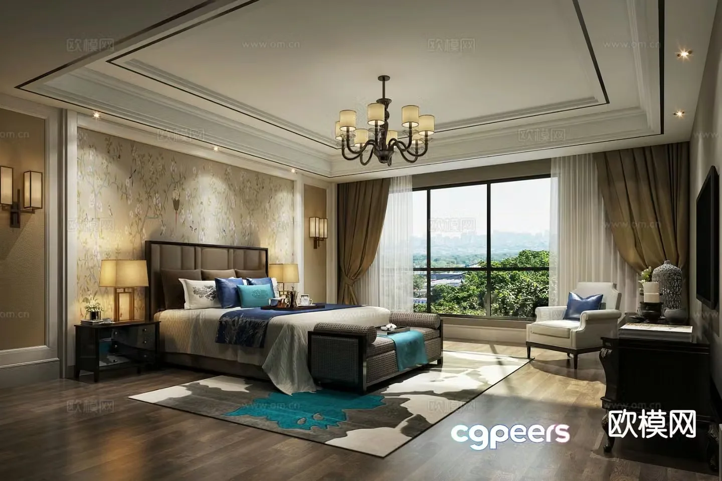 New Chinese style bedroom master bedroom 3d model