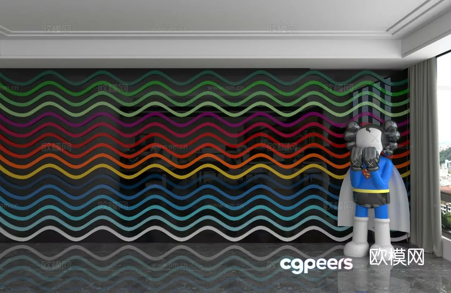 Modern background wall 3d model