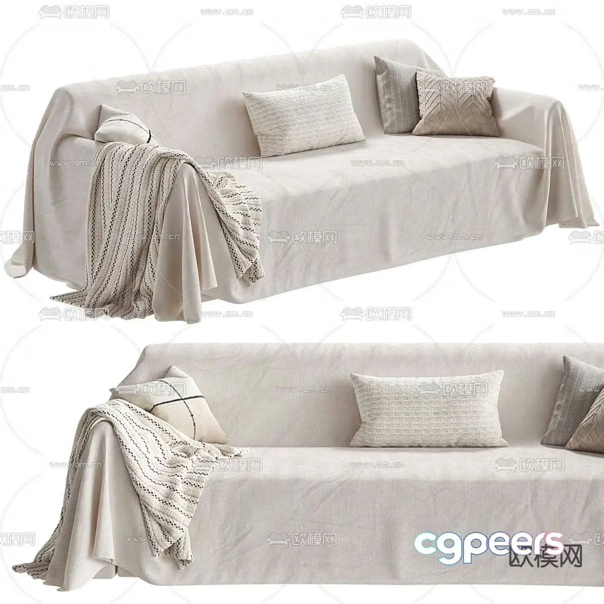 Zara multi-seater sofa skirt sofa 3d model
