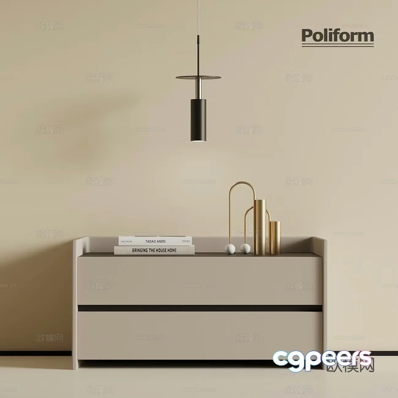 Modern bedside table chandelier 3d model