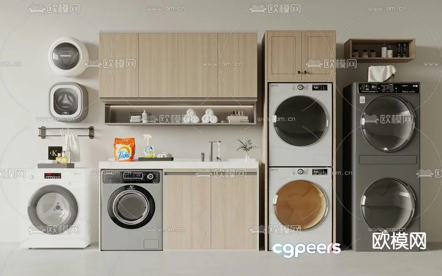 Washing machine cabinet balcony cabinet 3d model