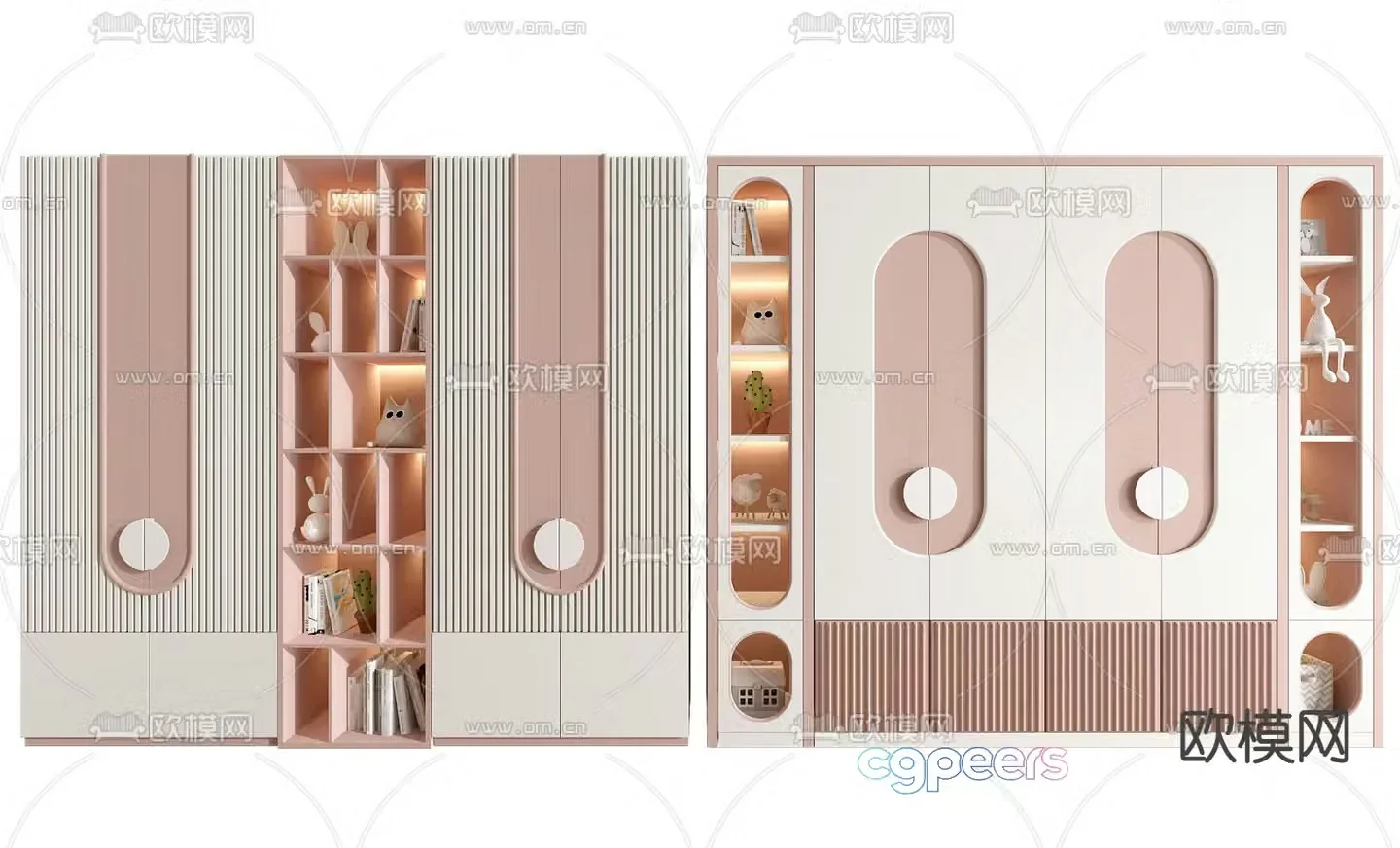 Children’s bookcase storage cabinet 3d model