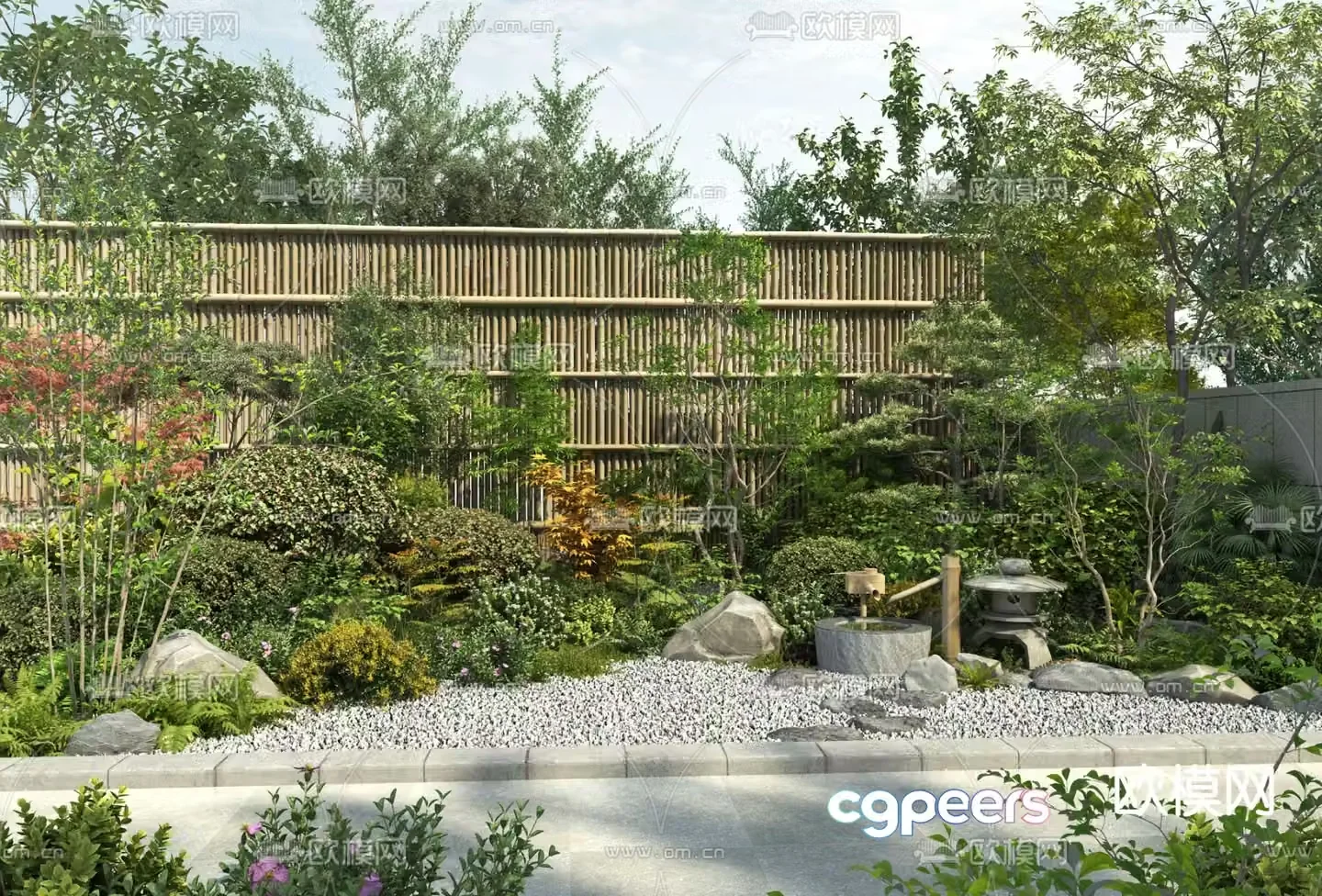 garden landscape courtyard landscape 3d model