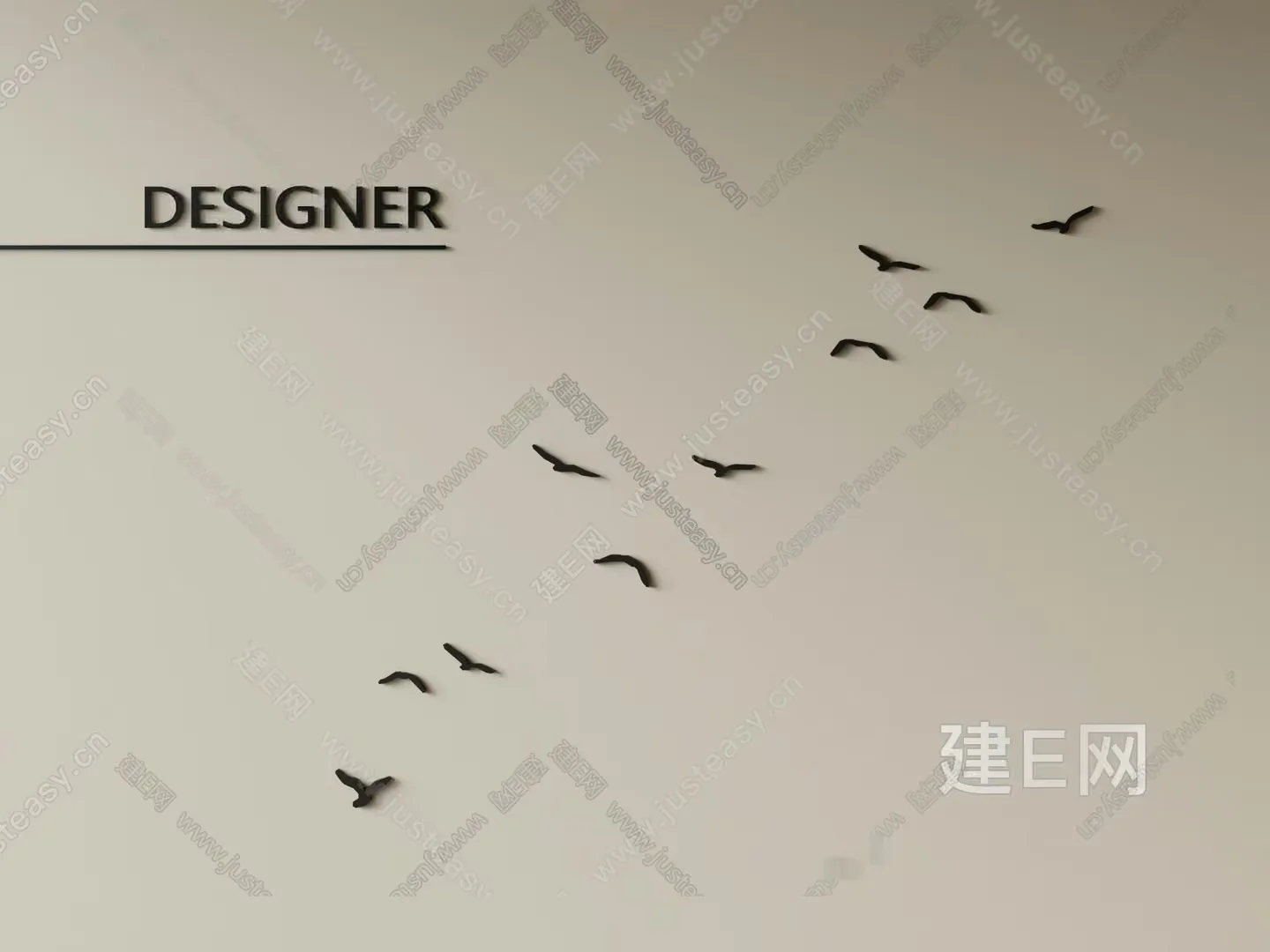 A Flock Of Birds In Flight 3D Model – 1009 – VRAY Render