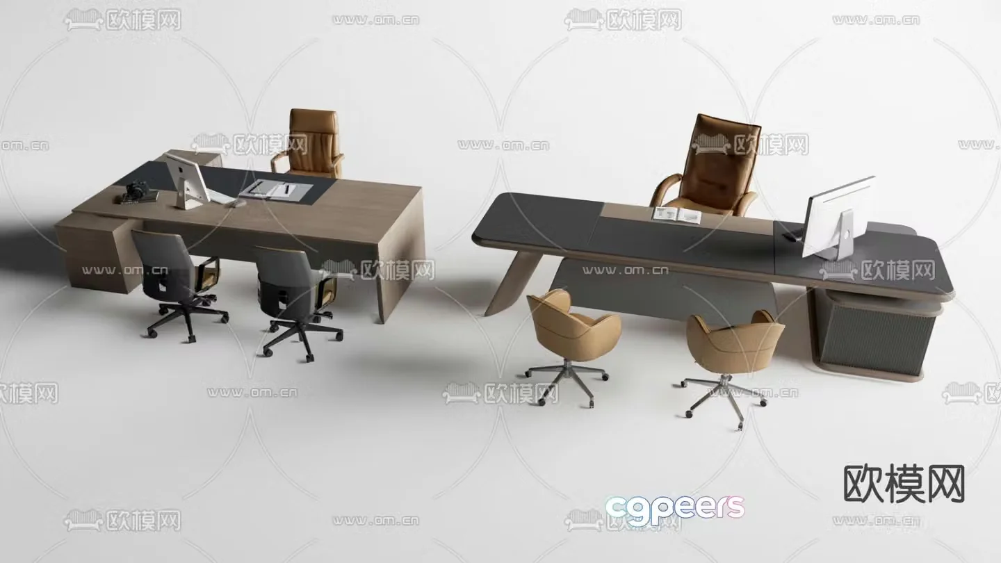 Office desk and chair desk table 3d model