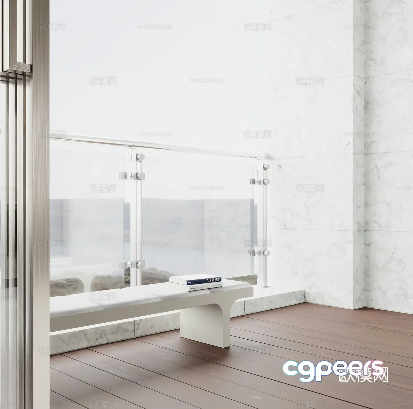 Modern balcony aisle 3d model