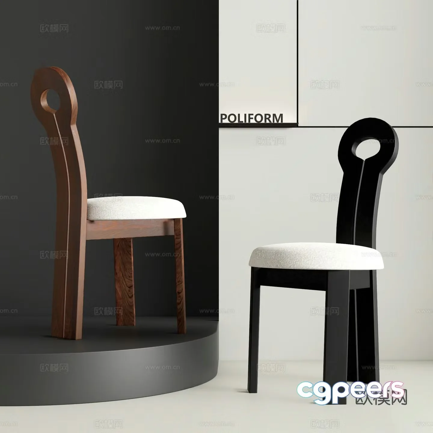 Modern medieval dining chair Wooden chair Solid wood dining chair Backrest chair 3d model
