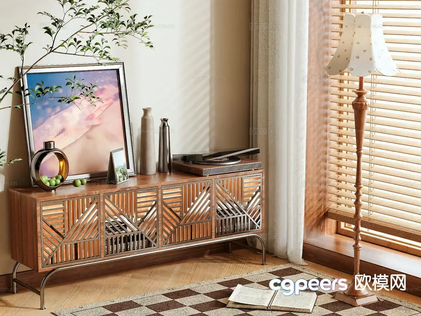 Medieval style TV cabinet 3D model