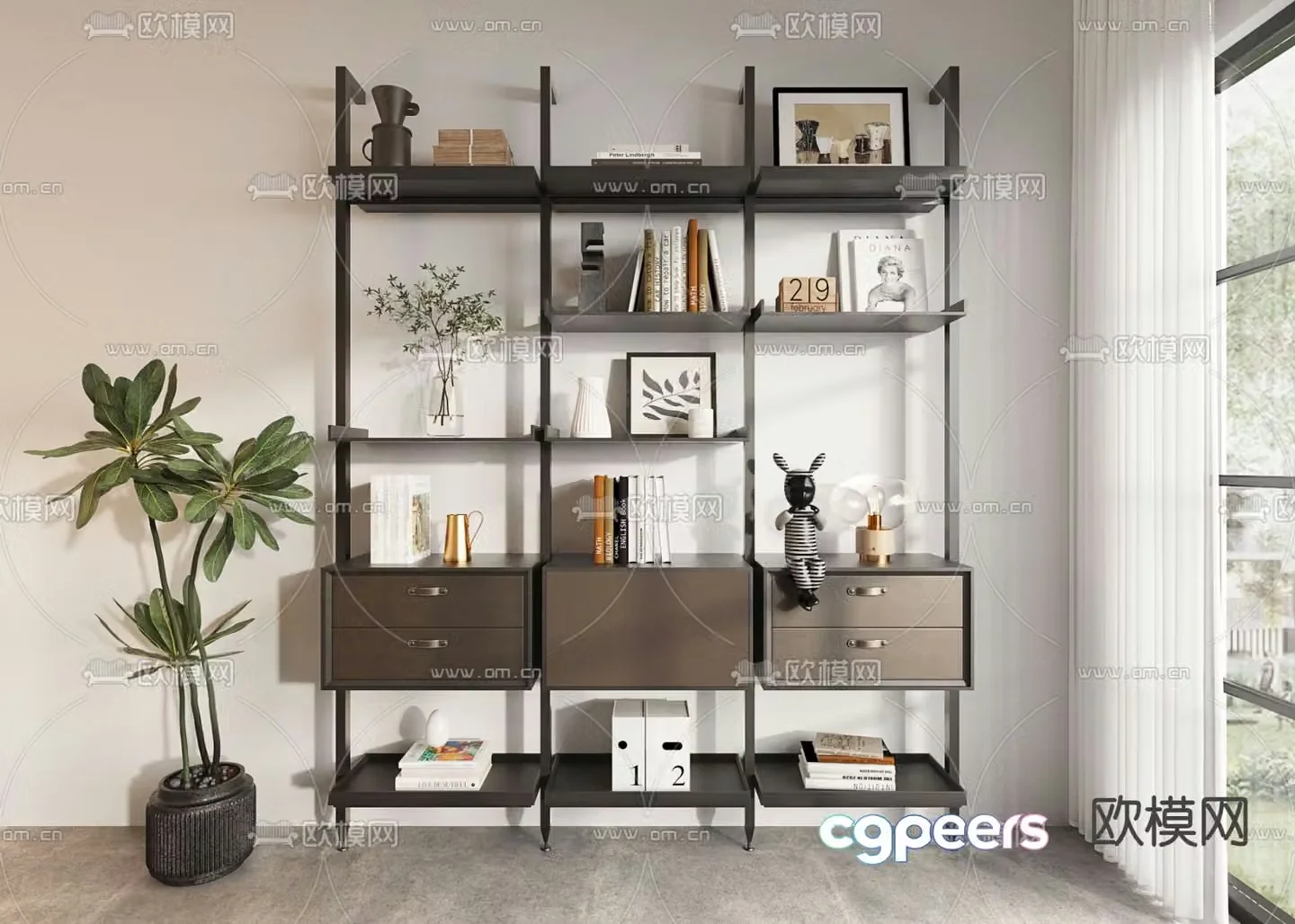 Minimalist bookshelf storage rack 3d model