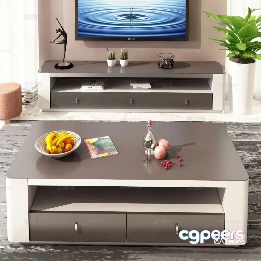 Modern TV cabinet coffee table jewelry carpet stool ornament 3d model