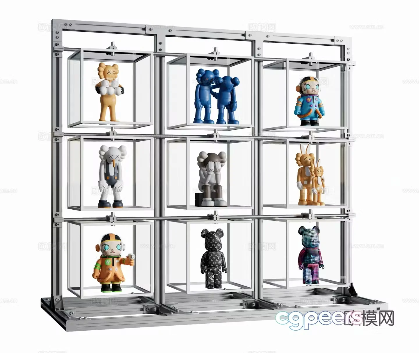 Modern toys Toy storage rack Aluminum profile figure rack Storage rack Violent bear 3D model