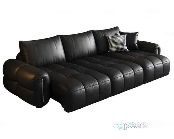 Black Leather Sofa 3D Model – 12034 – CORONA Render