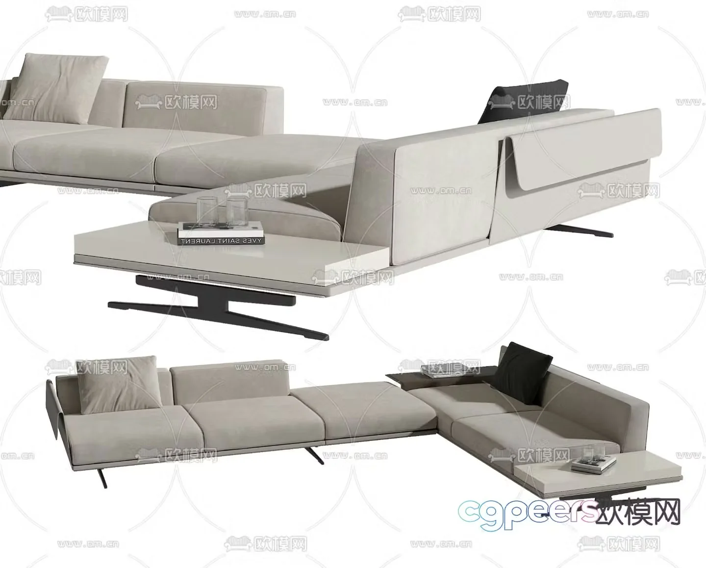 Multi-person sofa corner sofa 3d model