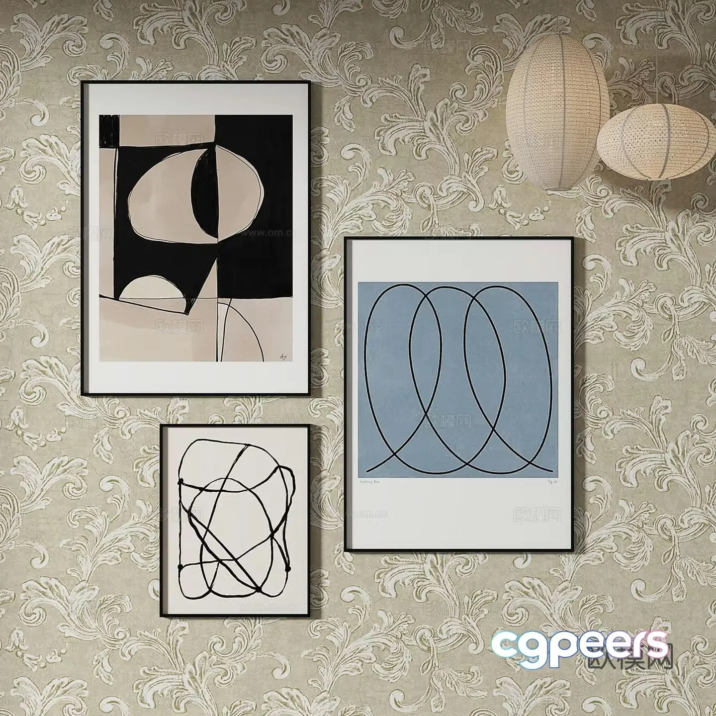Simple European art painting decorative painting 3d model