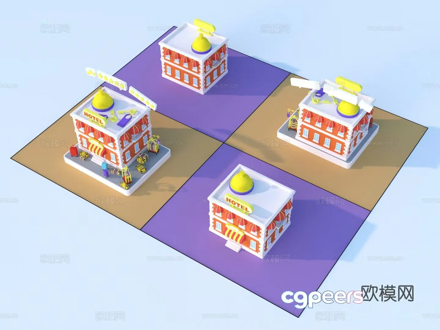Cartoon toys architectural sketch 3d model