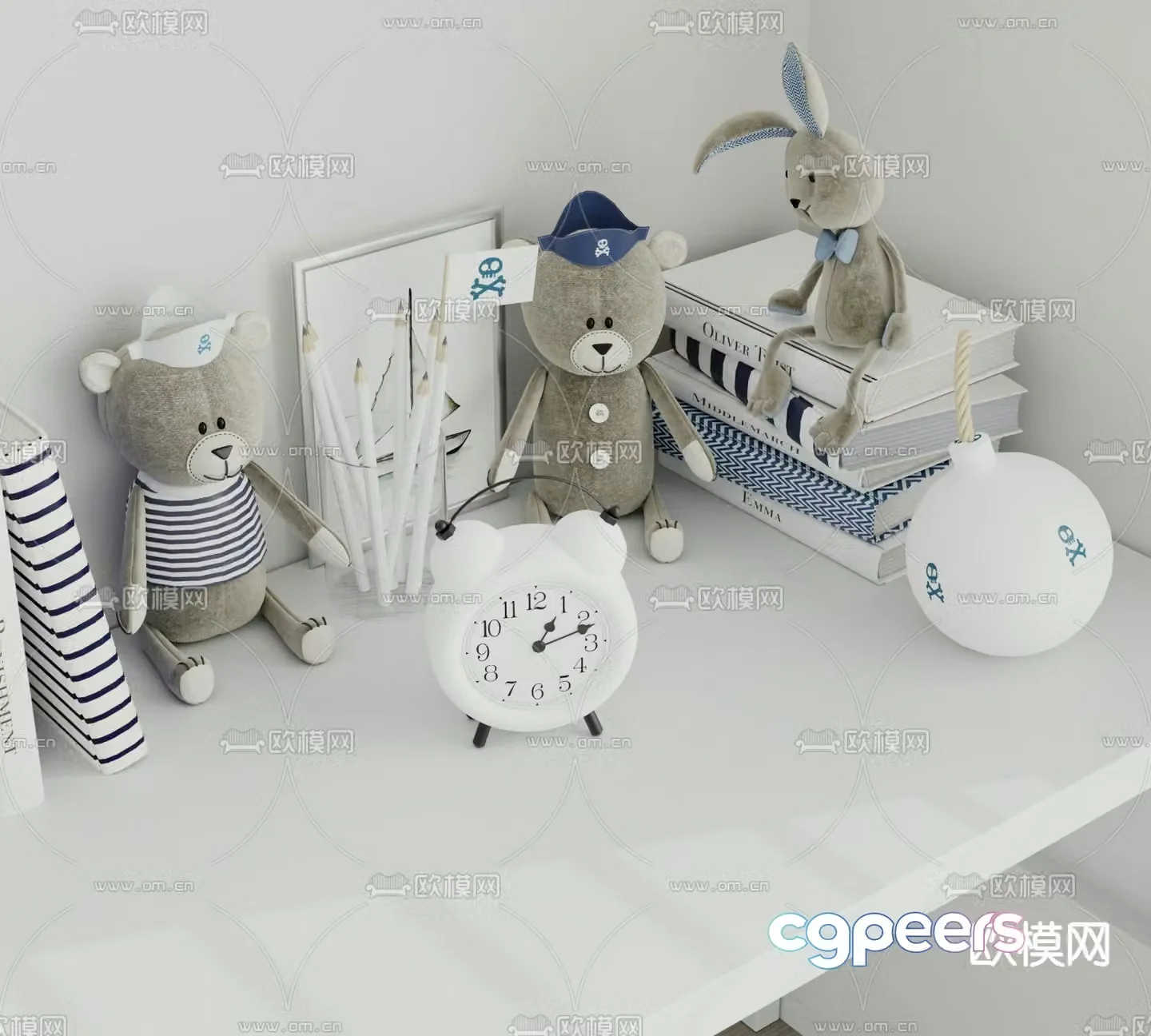Children’s products alarm clock dolls plush toys stationery 3d model