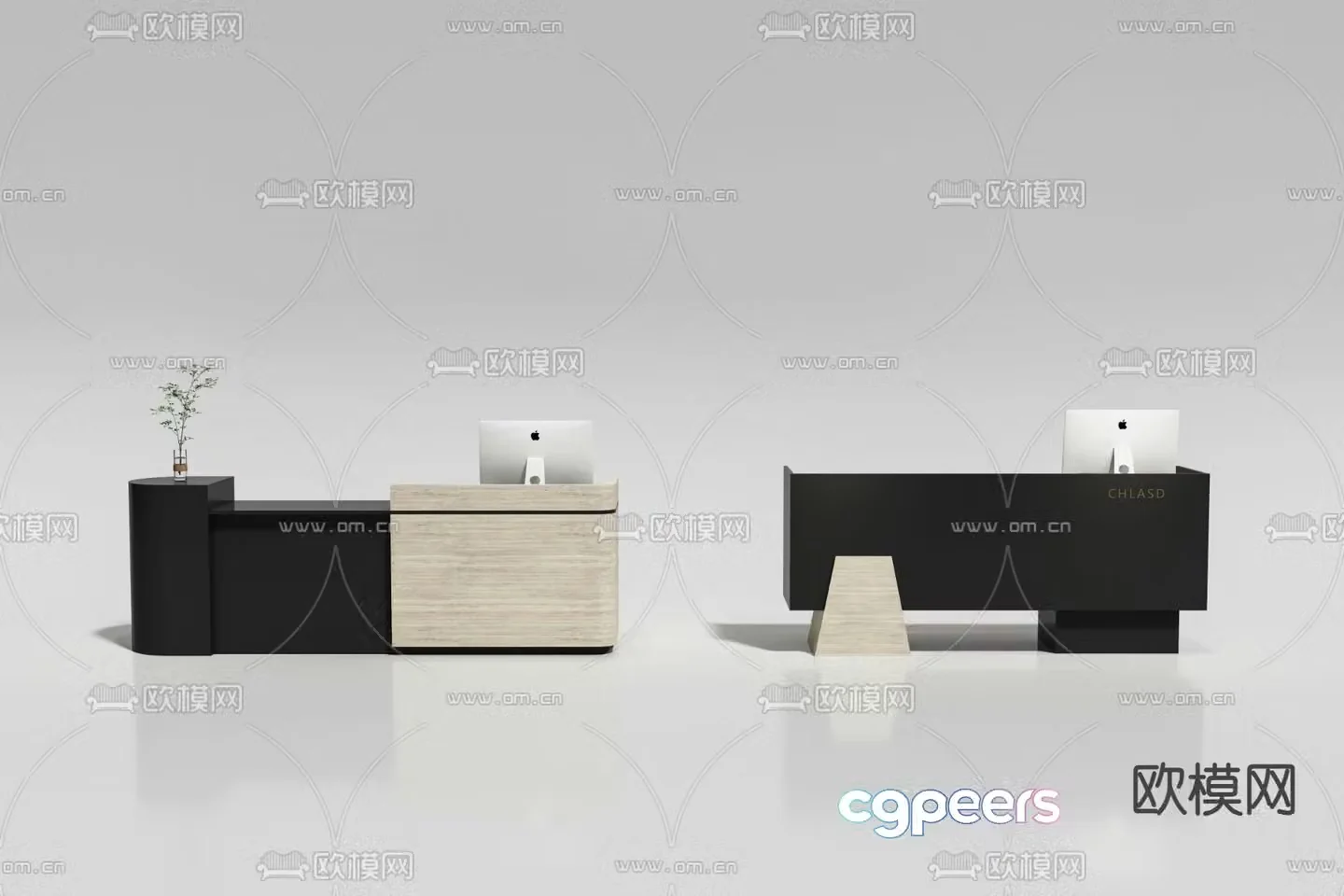 Modern front desk reception desk cashier desk information desk 3d model