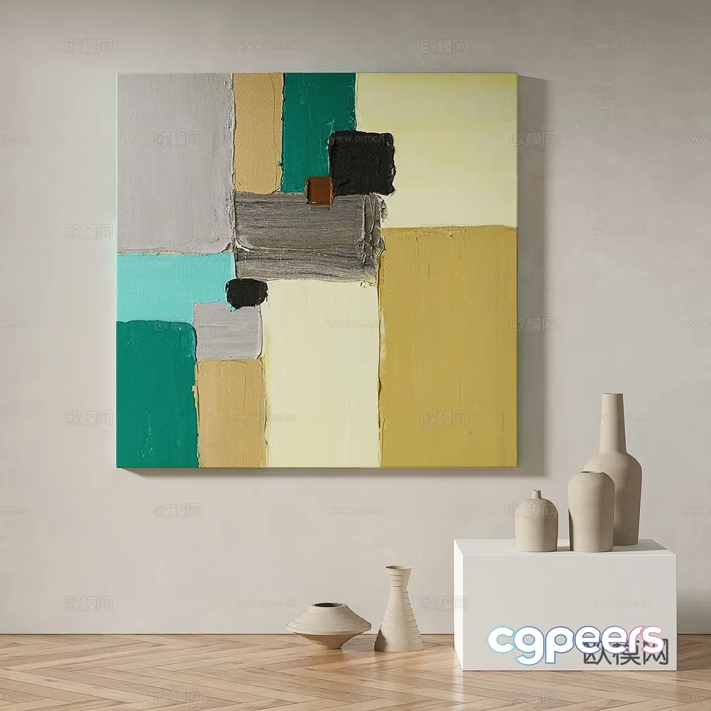 Modern minimalist abstract decorative painting 3d model