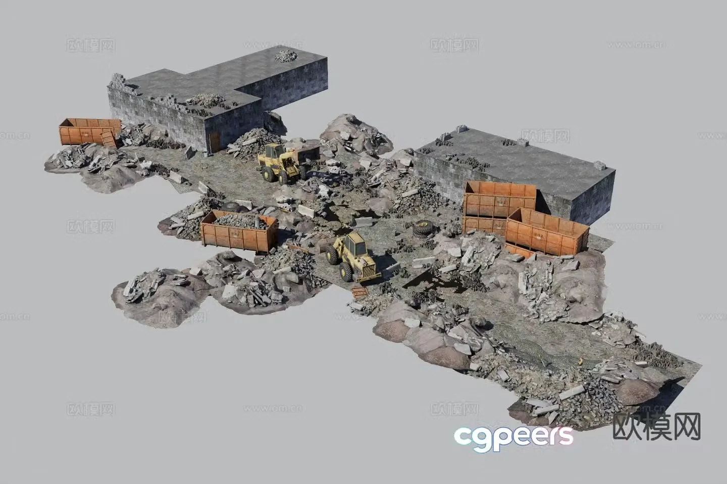 Construction site demolition site landscape 3D model