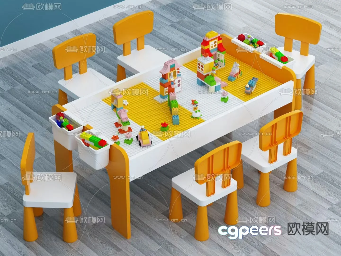 Children’s table building block table 3d model