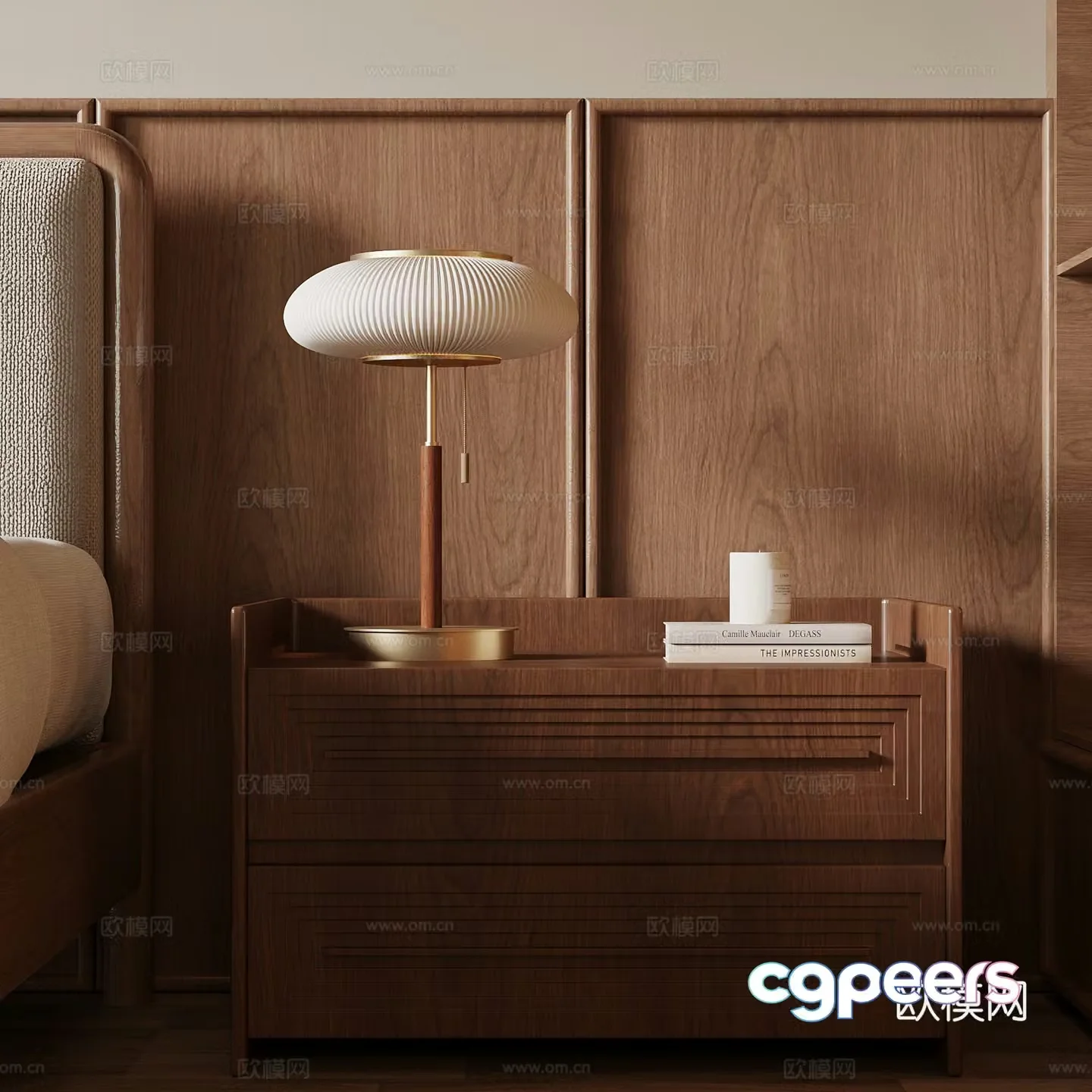 Middle-aged bedside table lamp 3d model