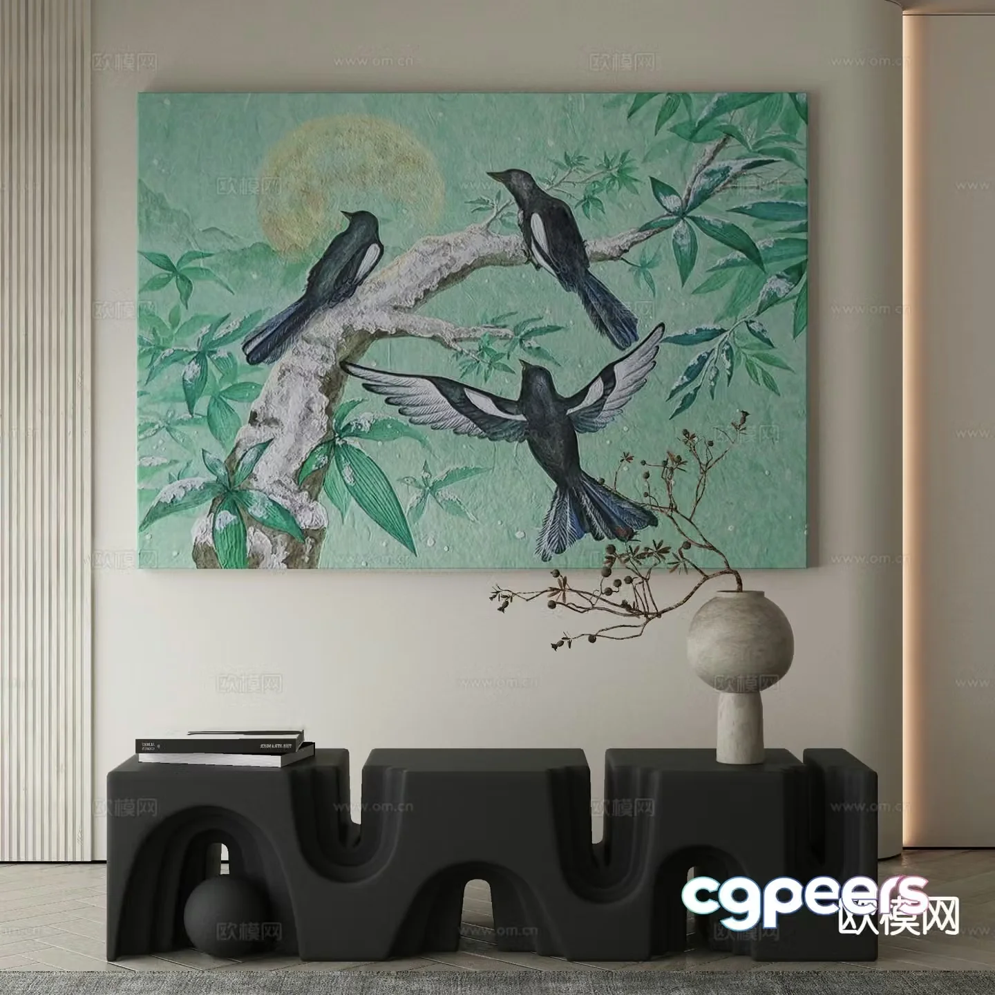 New Chinese style decorative painting flower and bird painting 3D model