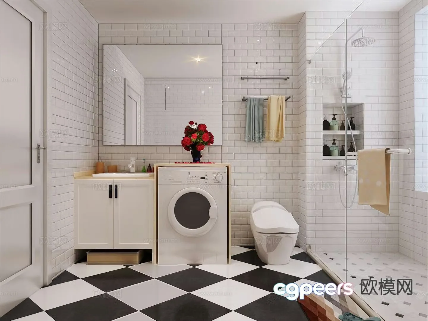 Nordic bathroom bathroom 3d model