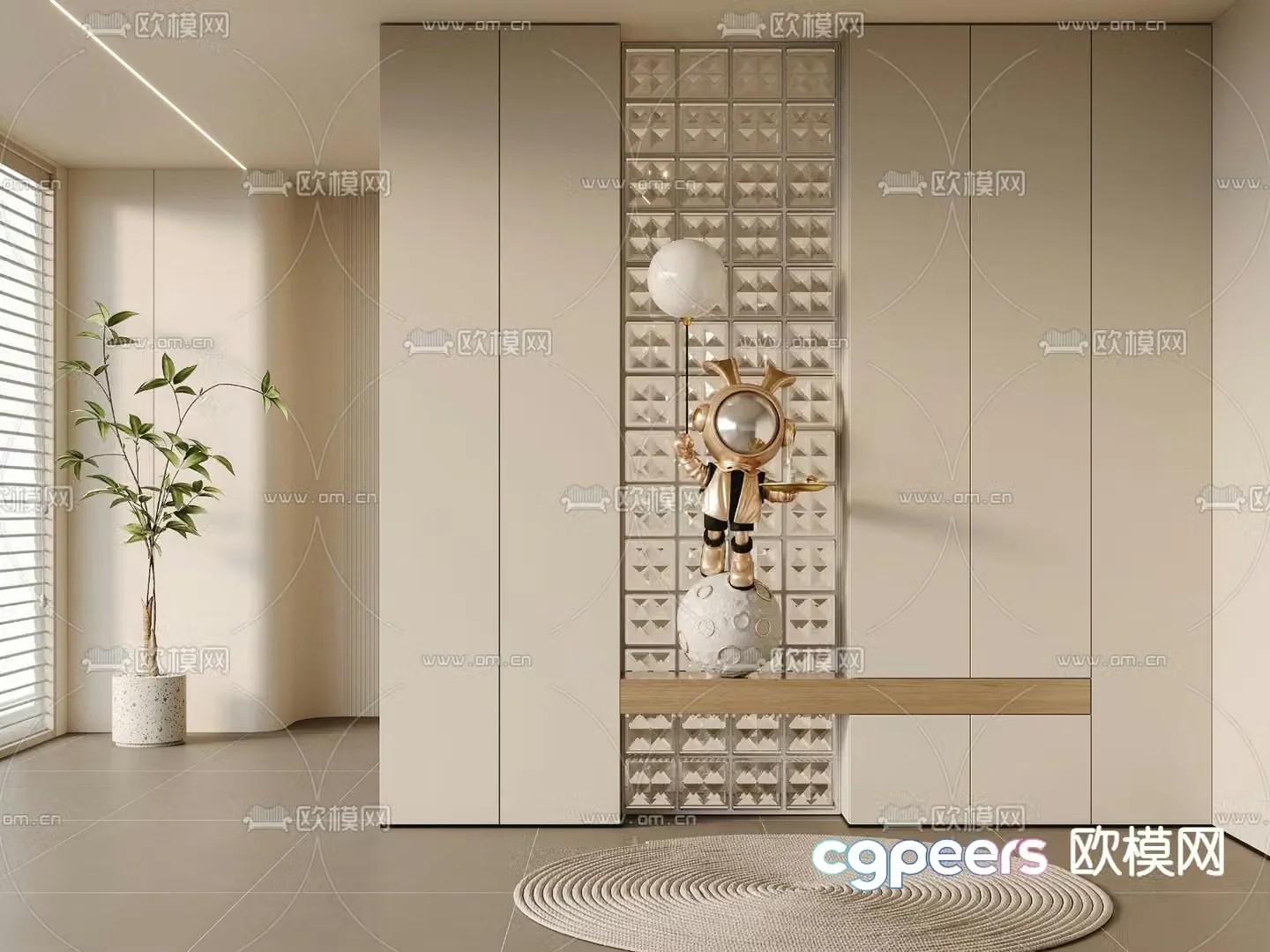 Entrance partition glass brick partition 3d model