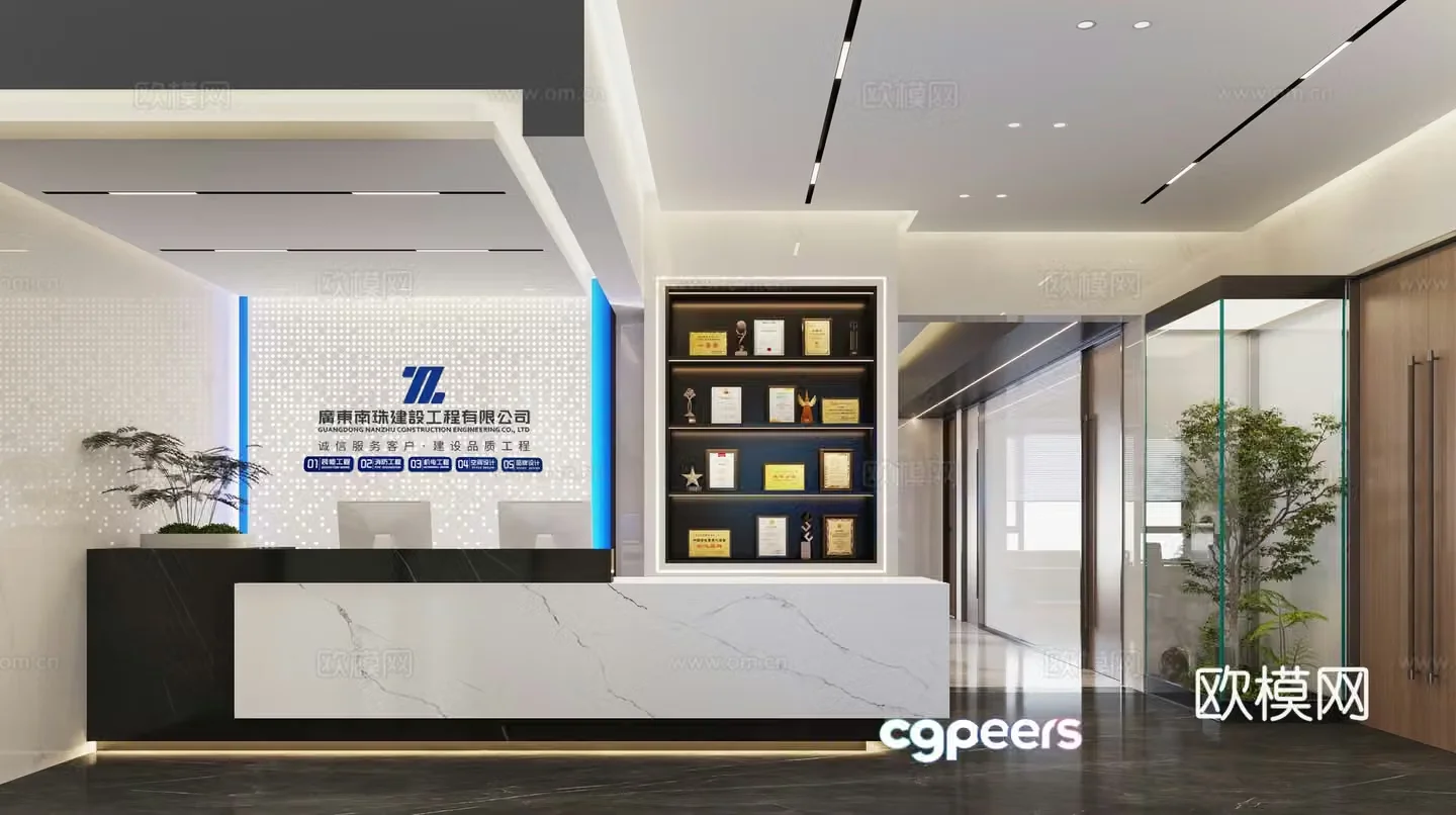 Company front desk hall 3d model