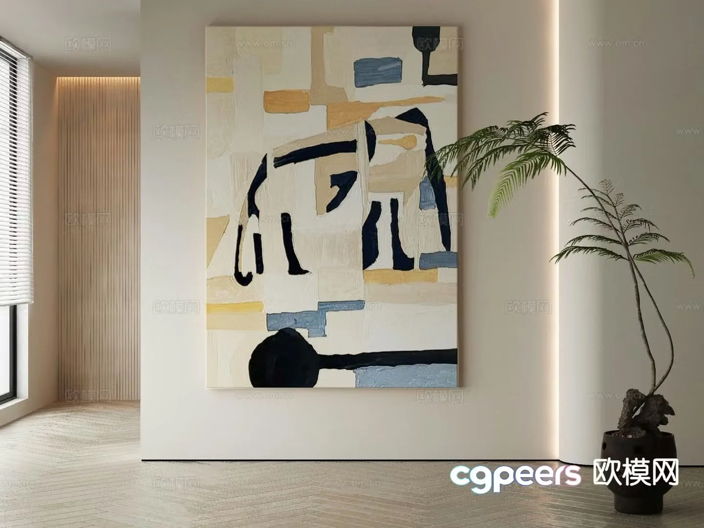 Modern texture painting decorative painting 3d model