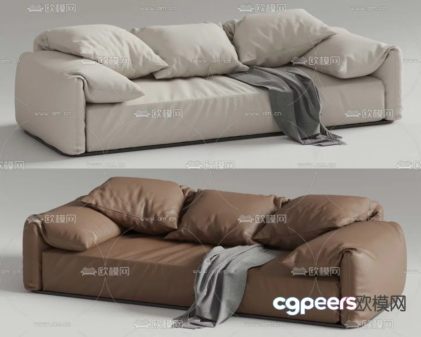 SillÃ³n loveseat leather sofa 3d model