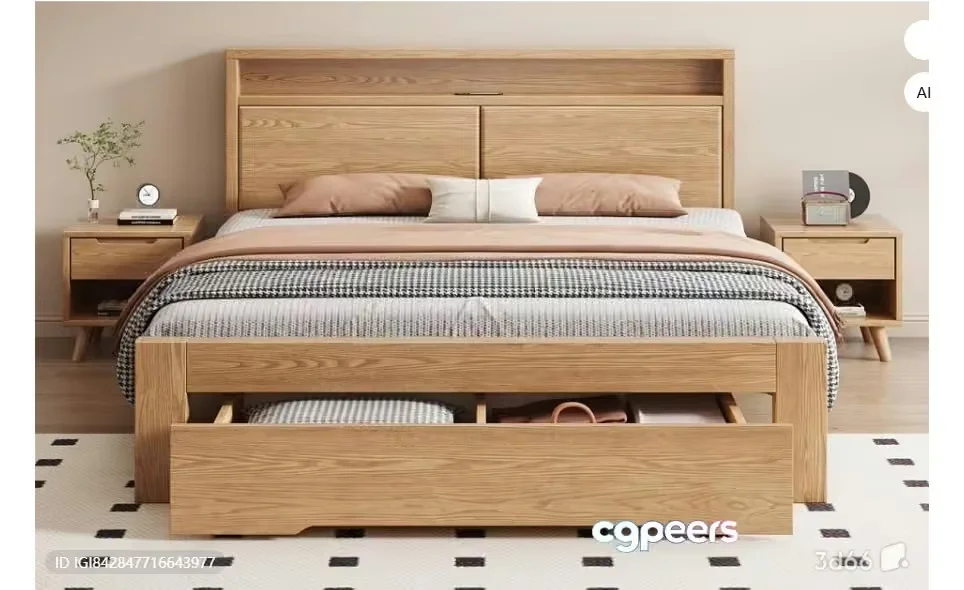 Cozy Wooden Bedroom 3D Model – 13502 – VRAY Render