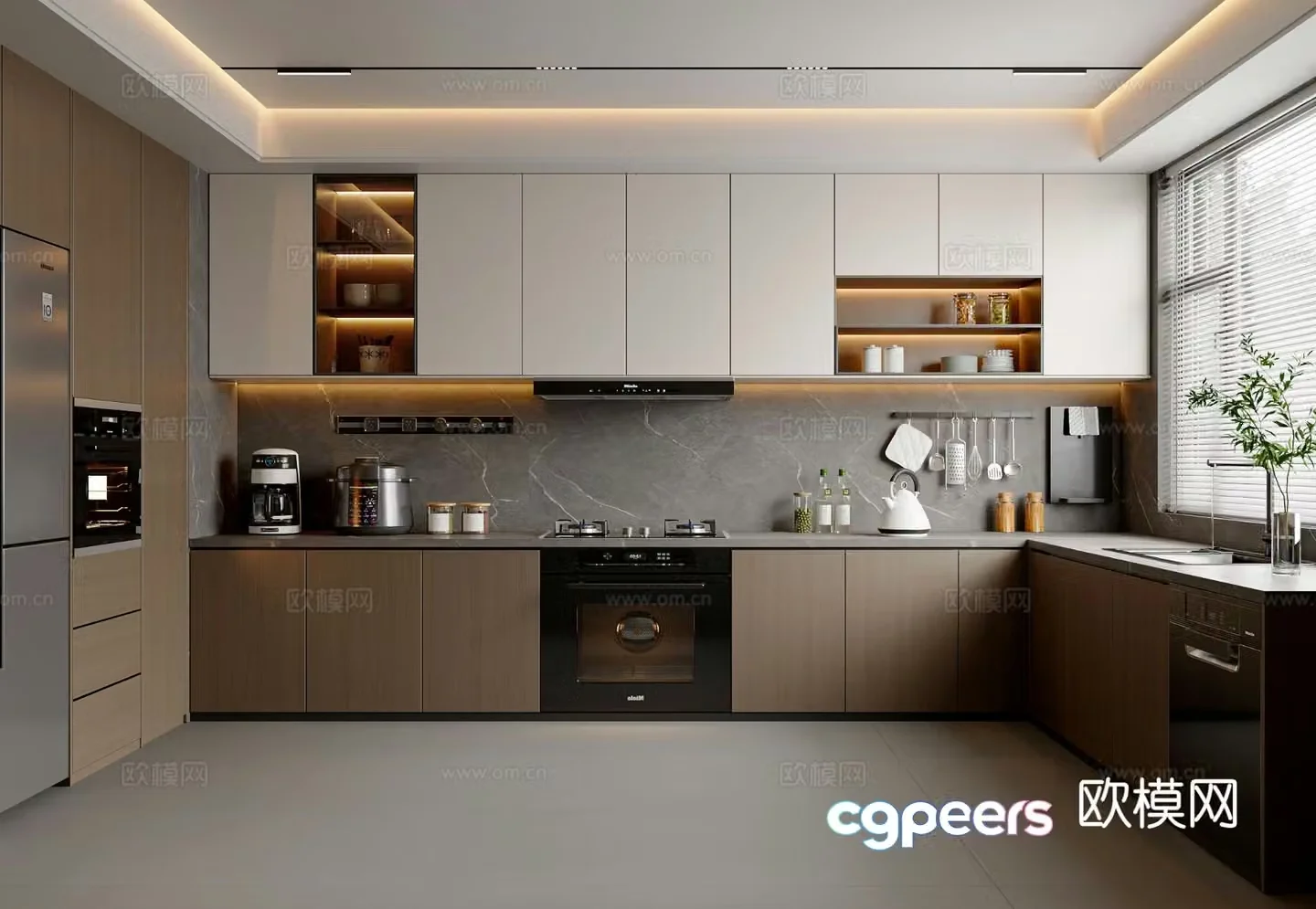 Italian kitchen cabinets refrigerator kitchen appliances kitchen supplies 3d model