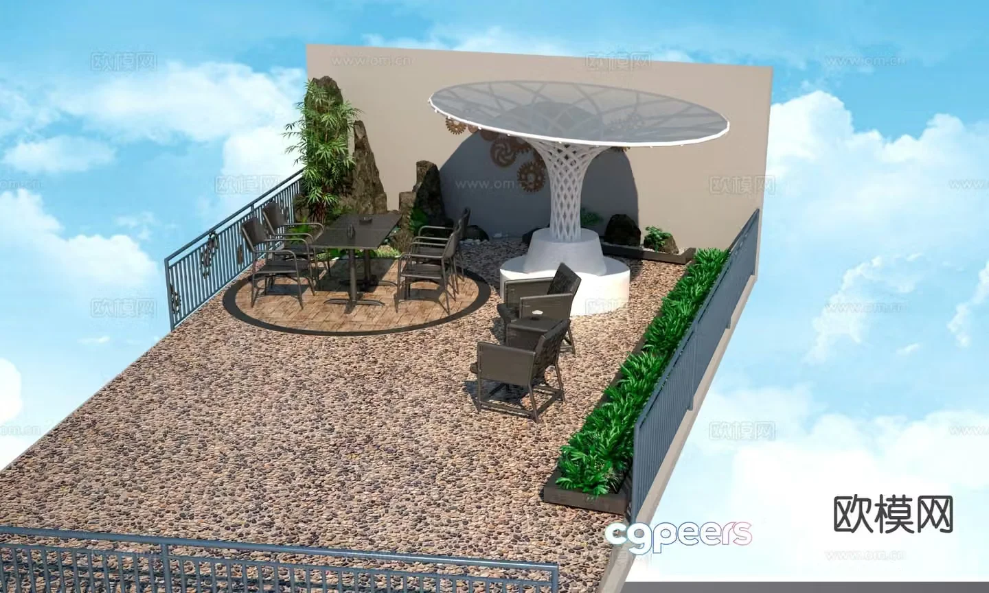 Courtyard landscape garden 3d model