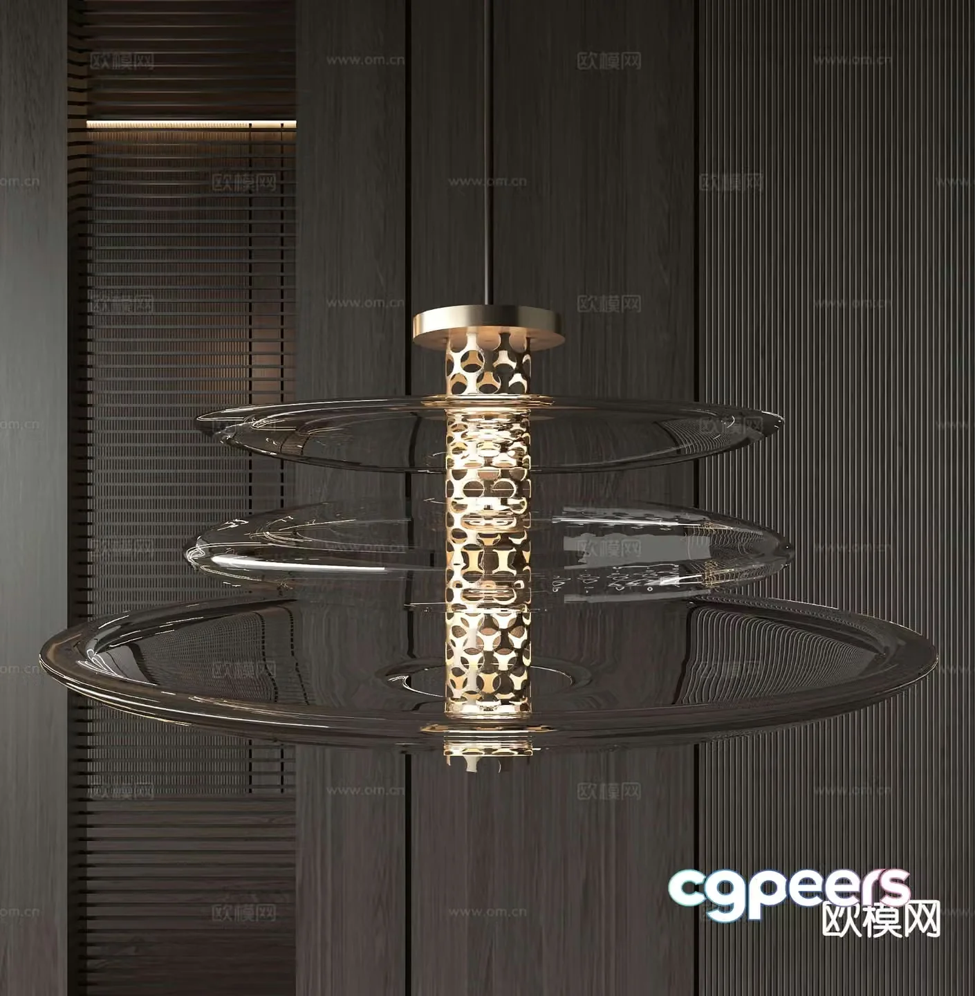 Light luxury chandelier ring chandelier 3d model