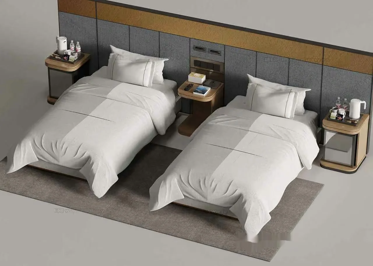 A Pair Of Beds 3D Model – 17613 – VRAY Render