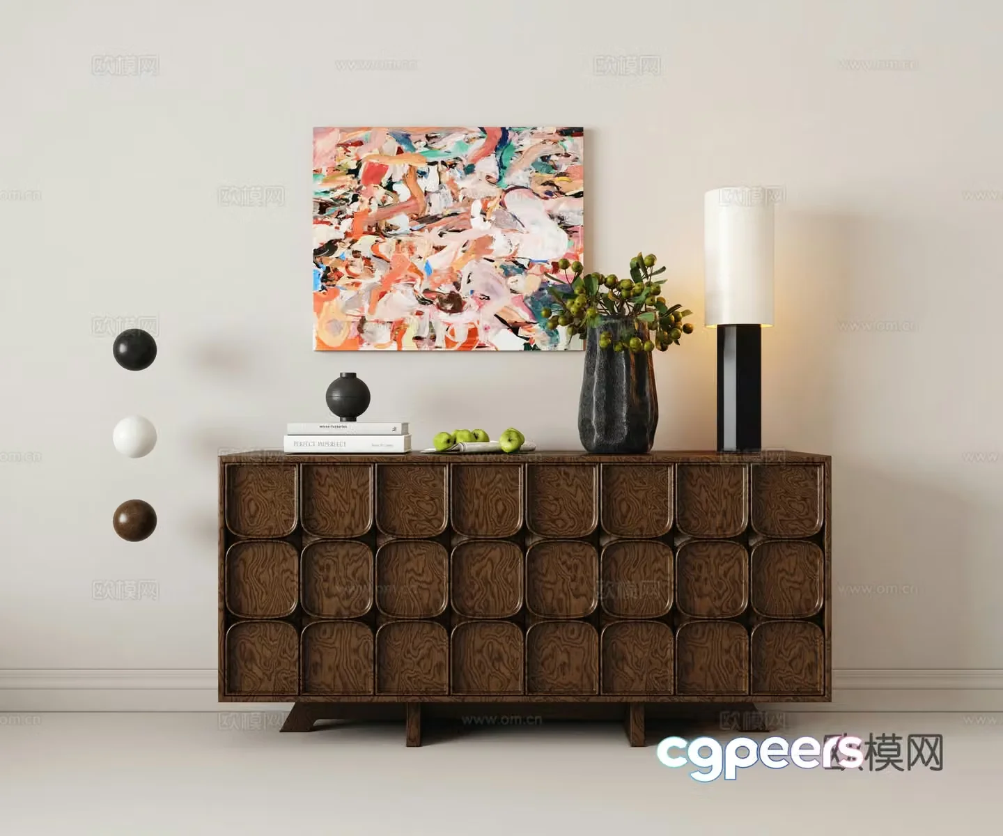 Modern retro entrance cabinet end view cabinet storage cabinet 3D model