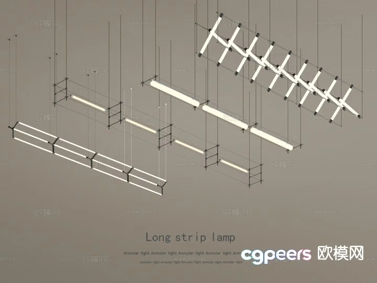 Long chandelier Mazar lamp 3d model