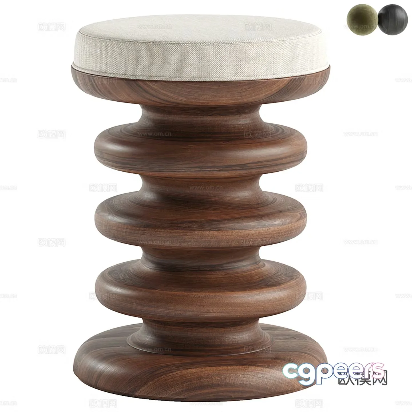 Middle-aged round stool sofa stool 3d model