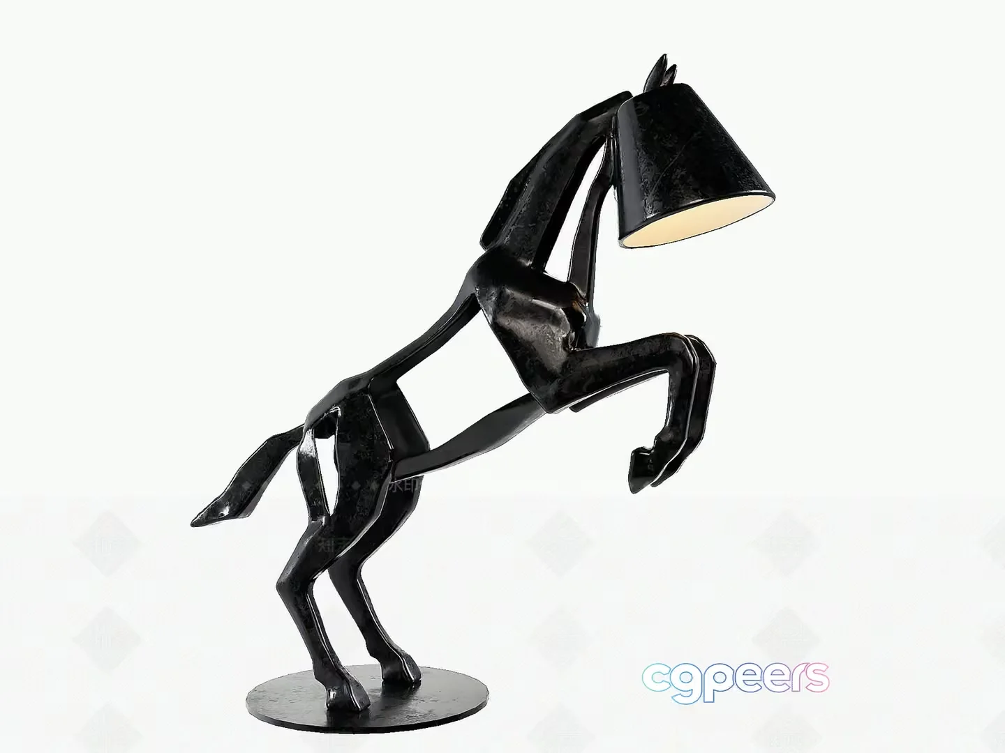 A Black Horse-Shaped Lamp 3D Model – 3259 – VRAY Render