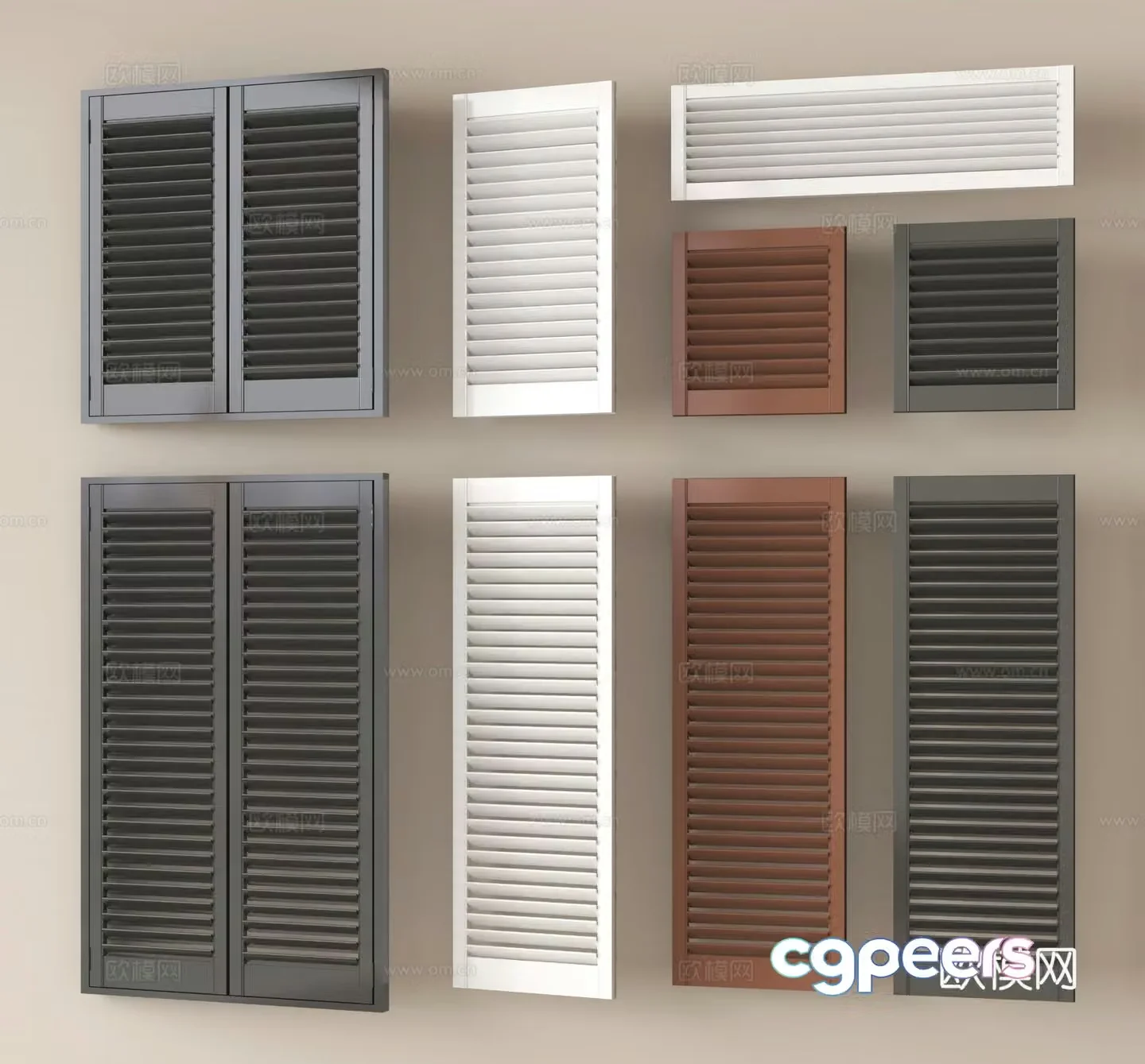 Modern window blinds grille window 3d model