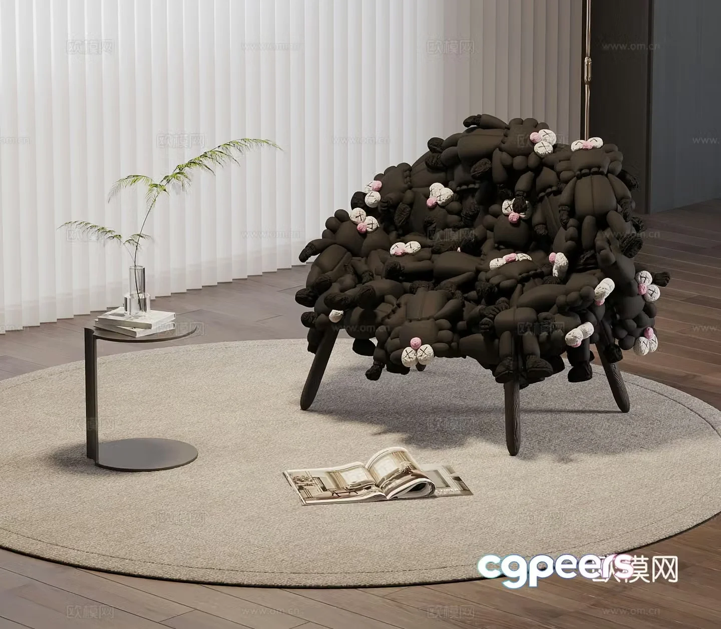 Leisure chair modern trendy toy leisure chair coffee table 3d model