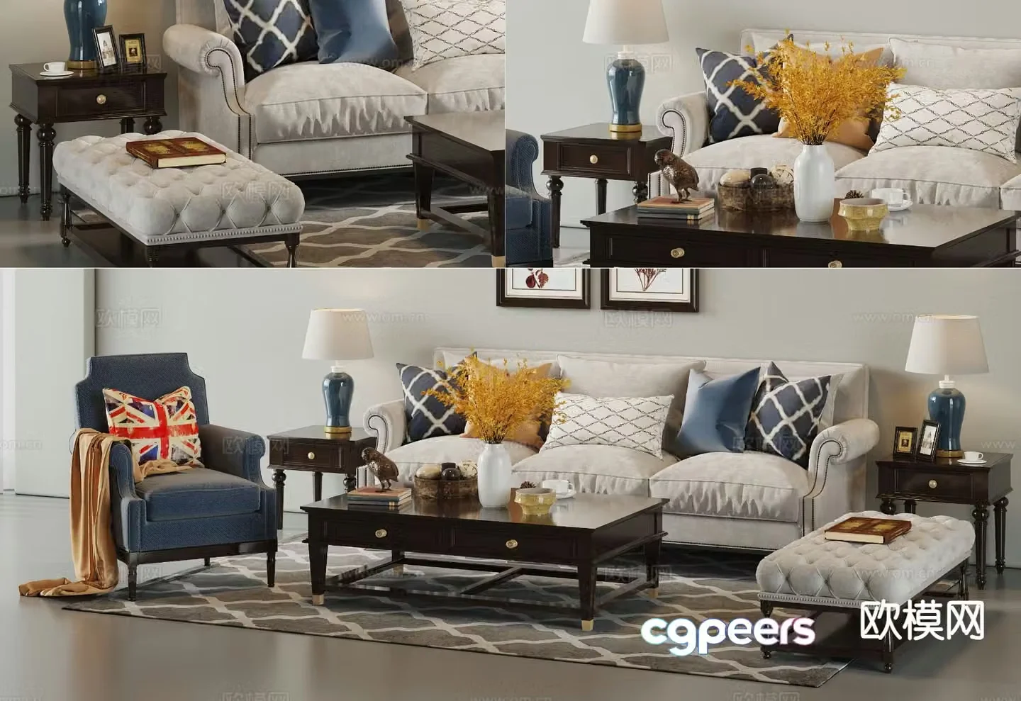 American modular sofa 3d model