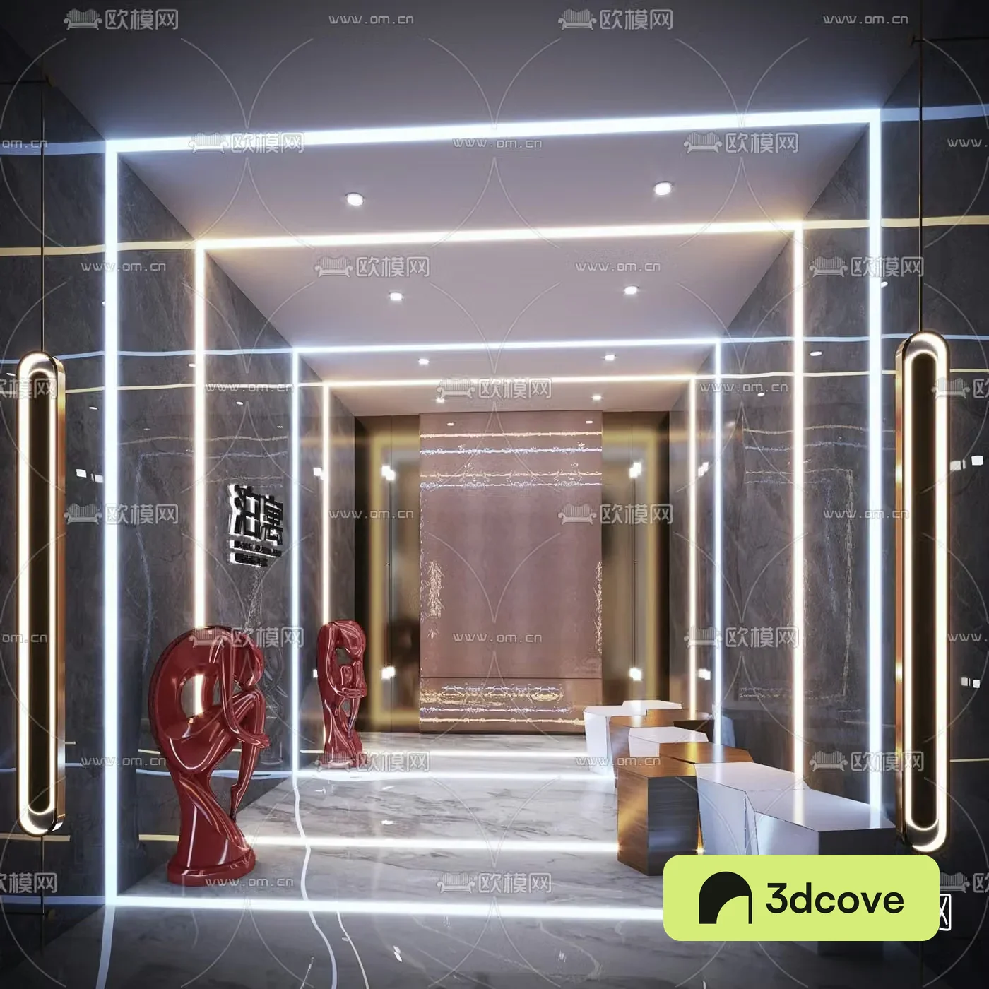 Modern club corridor aisle