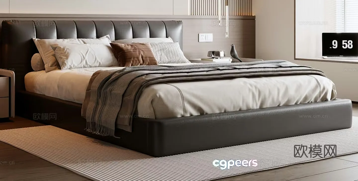 Italian double bed 3d model