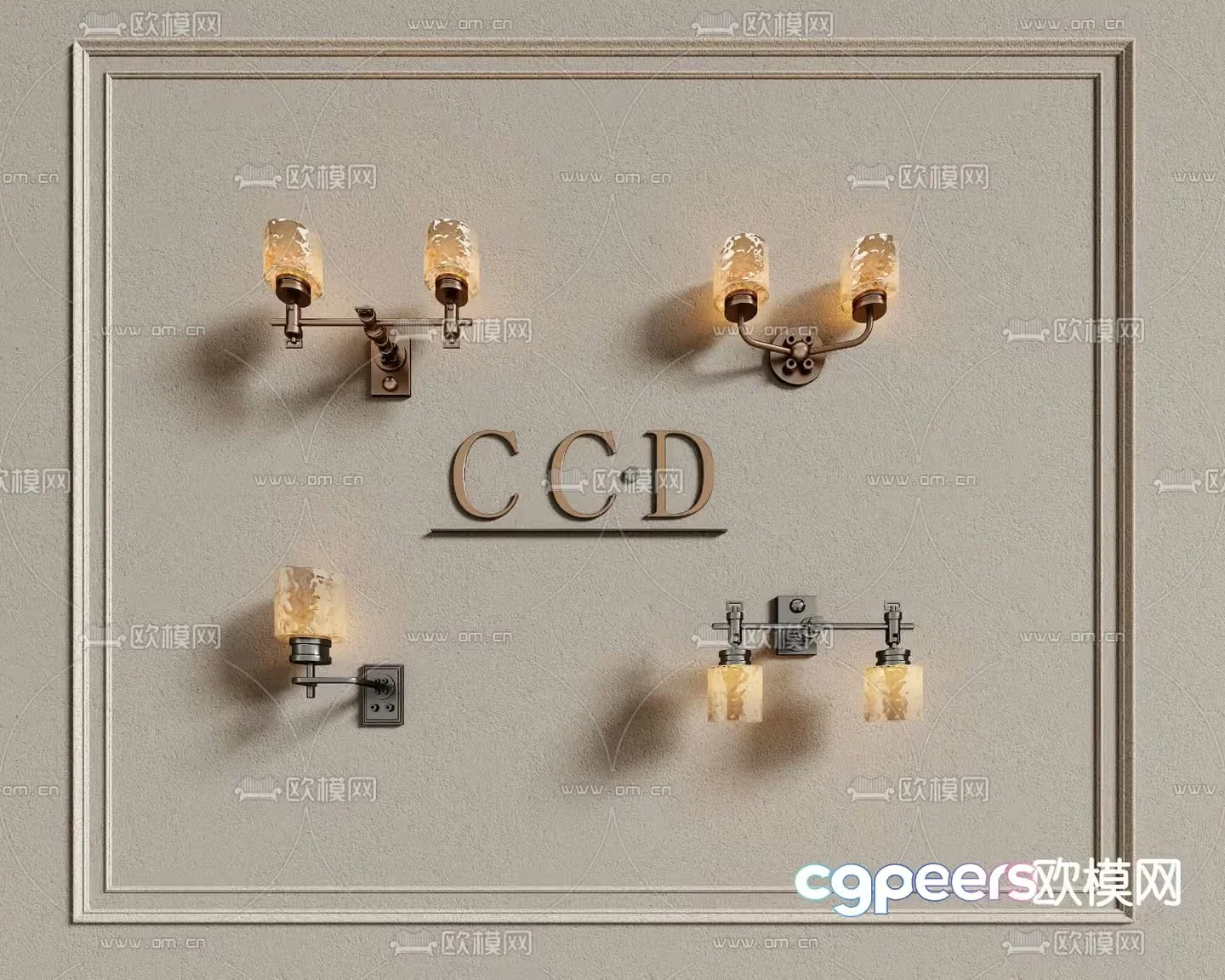 Gold Light Fixture 3D Model – 5539 – VRAY Render