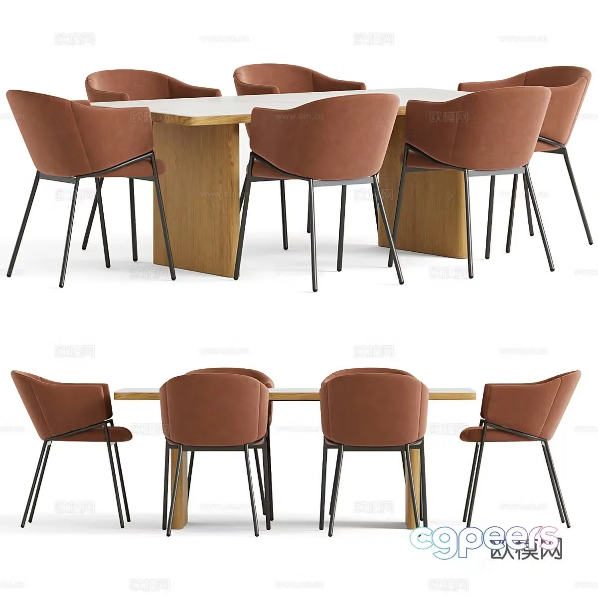 Modern dining table and chair 3d model