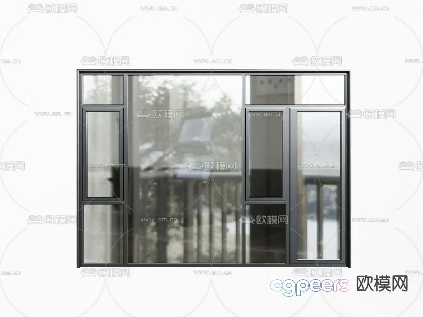 Window glass partition doors and windows balcony windows 3D model